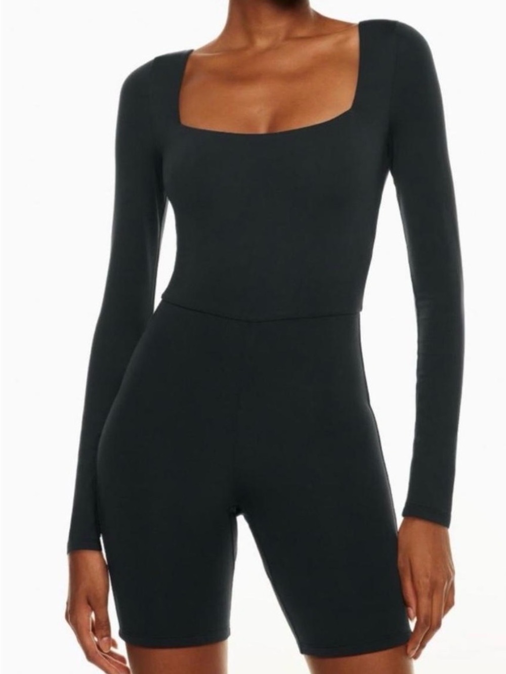 Aritzia Contour Square Neck Jumpsuit Black Size S | Sculpting Bodysuit Jumper